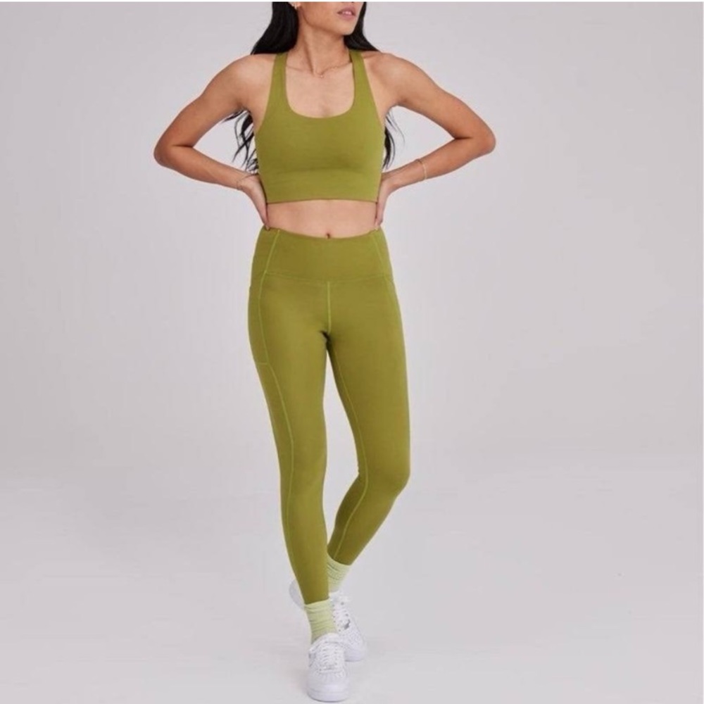Girlfriend Collective Compressive High Rise Leggings Ivy Green Lime Chartreuse S - Picture 2 of 12
